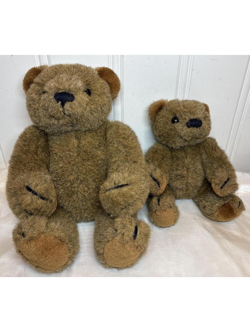 Pair Vintage 1980s Articulating Bears Mom & Baby Boyds Bears Cut Tags Great Con.